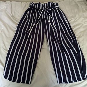 A New Day Blue Striped Paper Bag Pants